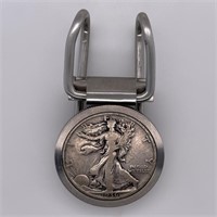 1936  Liberty silver half dollar set into a money