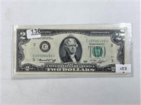 Series 1976 $2 star note miscut low serial number