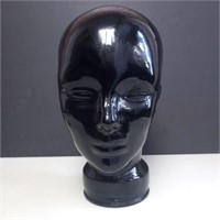 Vintage Black Glass Head Mannequin Made in Spain