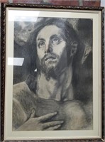 El Greco Style Original Drawing/Framed under Glass