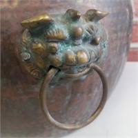 Vintage Brass Planter w/ Dragon Head Handles