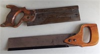 2 Vintage Box Saws w/Wood Handles