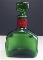 Vtg Green Glass Gin Decanter w/Stopper