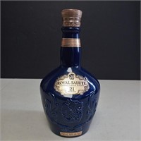 Royal Salute Chivas Blue Ceramic Scotch Bottle