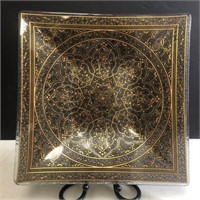 Gold Gilt Square Glass Platter Centre Piece