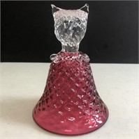 Vtg Cranberry Glass Hobnob Bell