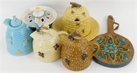 ** 4 Vintage Honey/Tea Pots, Rosemalled Piece