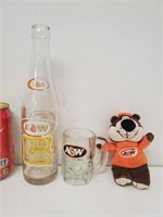 Bouteille, tasse et ours vintage A&W