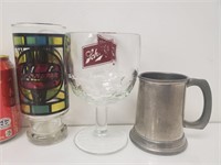 Vintage beer mugs, Schlitz, Shaefer & 1 pewter