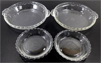 * Set of 4 Vintage Pyrex Glass Pie Plates (2) 9"