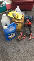 Antifreeze, windshield fluid, battery jumper cable