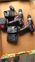Drill Master 18v drills, 3 charges , 1 battery