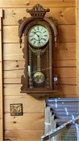 Oak Wall Clock. 35"h.    Works
