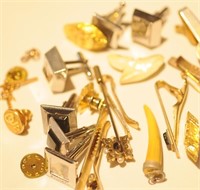 Large Lot Of Vintage Cufflinks, Tie Clips Etc