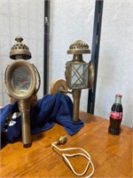 (2) Brass-Colored Antique Carriage Lamps