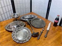 Box Lot of Silverplated Serving Ware