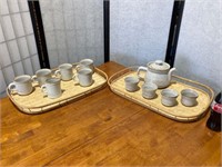 Pottery Craft Tea Set & Trays