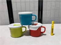 (3) Ceramic Corningware Soup Mugs w/ Lid