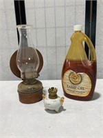 (2) Oil Lamps & Partial Bottle of Lamp