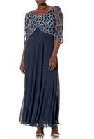 SIZE 10 J KARA WOMEN'S 3/4 SLEEVE GEO BEADED GOWN