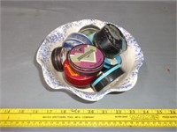 Pottery Bowl w/ Typewriter Ribbon Tins