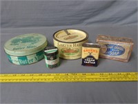 5 Piece Lot of Advertising Tins