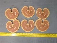 6 Wooden Heart Shape Coasters