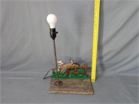 Cast Iron on Wood Deer Lamp