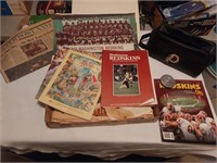 Lot of Redskins memorabilia belt buckle magazines