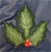 Glass Holly 3 Section Tray