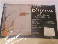 Embroidered queen sheet set