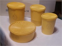 Five piece vintage Tupperware canister set