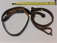 Two leather rifle straps
