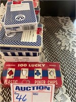 Vintage Poker Chips & Lot of Cards