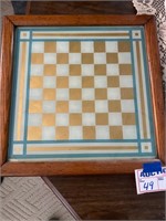 Vintage Framed Glass Checker Board