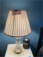 Lamp, Contents on Glass Shelfs, Brass & Glass Cart