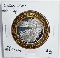 Circus Circus  $10 Gaming Token   .60 oz silver