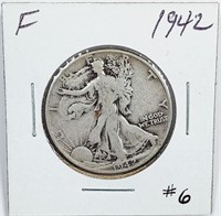 1942  Walking LIberty Half Dollar   F