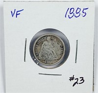 1885  Seated Liberty Dime   VF