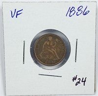 1886  Seated Liberty Dime   VF