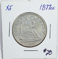 1877-CC  Seated Liberty Half Dollar   XF  porous