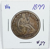 1877  Seated Liberty Half Dollar   VF