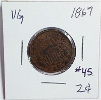 1867  2 Cent Piece   VG