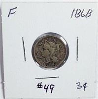 1868  Three Cent Nickel   F