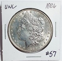 1886  Morgan Dollar   Unc  cheek scratch