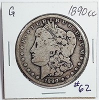 1890-CC  Morgan Dollar   G   cheek scratch