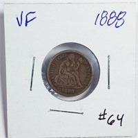 1888  Seated Liberty Dime   VF