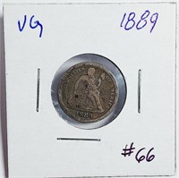 1889  Seated Liberty Dime   VG