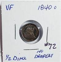 1840-O  No Drapery  Liberty Seated Half Dime   VF