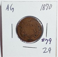 1870  2 Cent Piece   AG